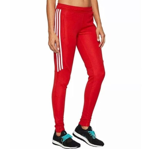 NWOT Adidas Tiro Climacool Track Pants S Red White Stripes Athletic Joggers - Picture 1 of 16